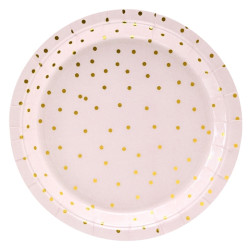 Papírové talířky růžové s tečkami -18 cm - 6ks